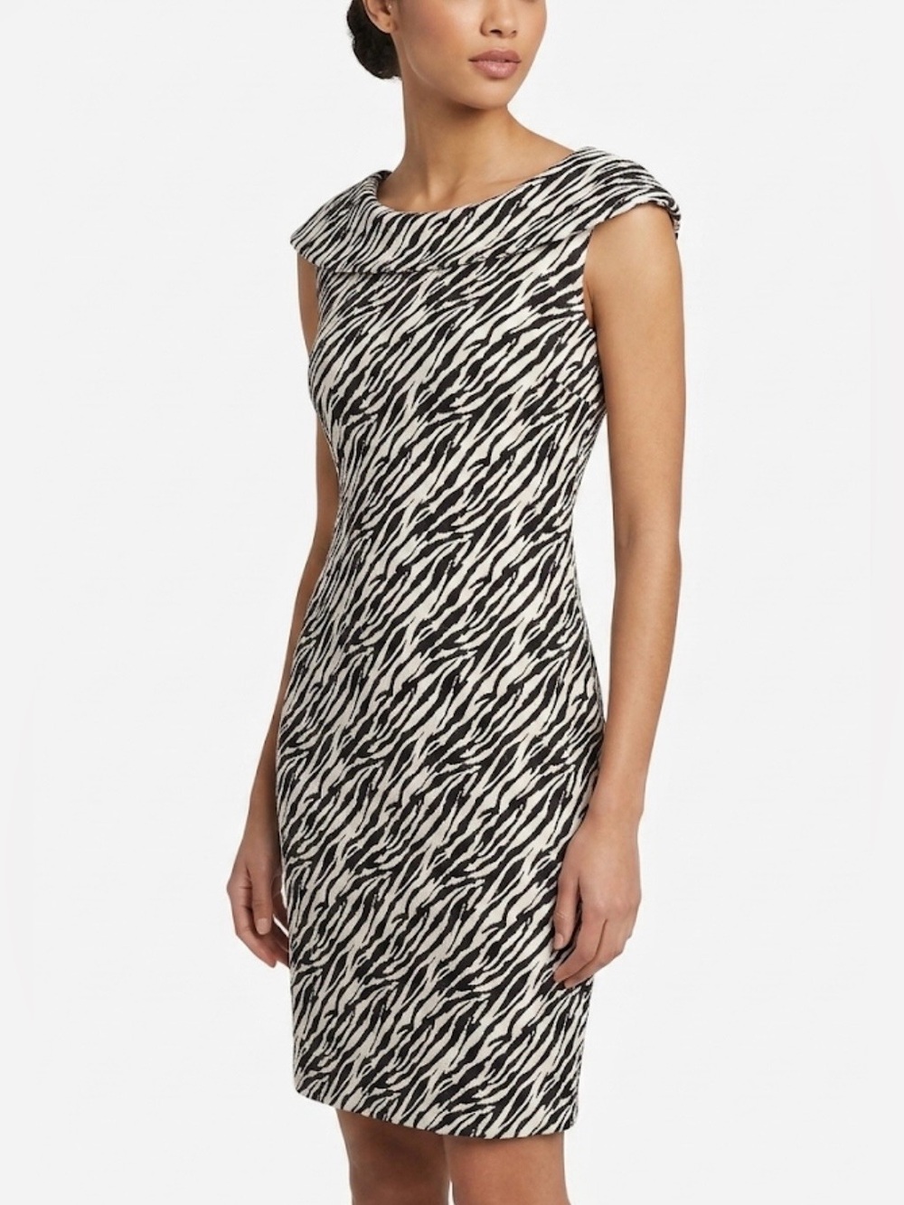 Calvin Klein Black & White Zebra Print Sheath Dress - Size 8